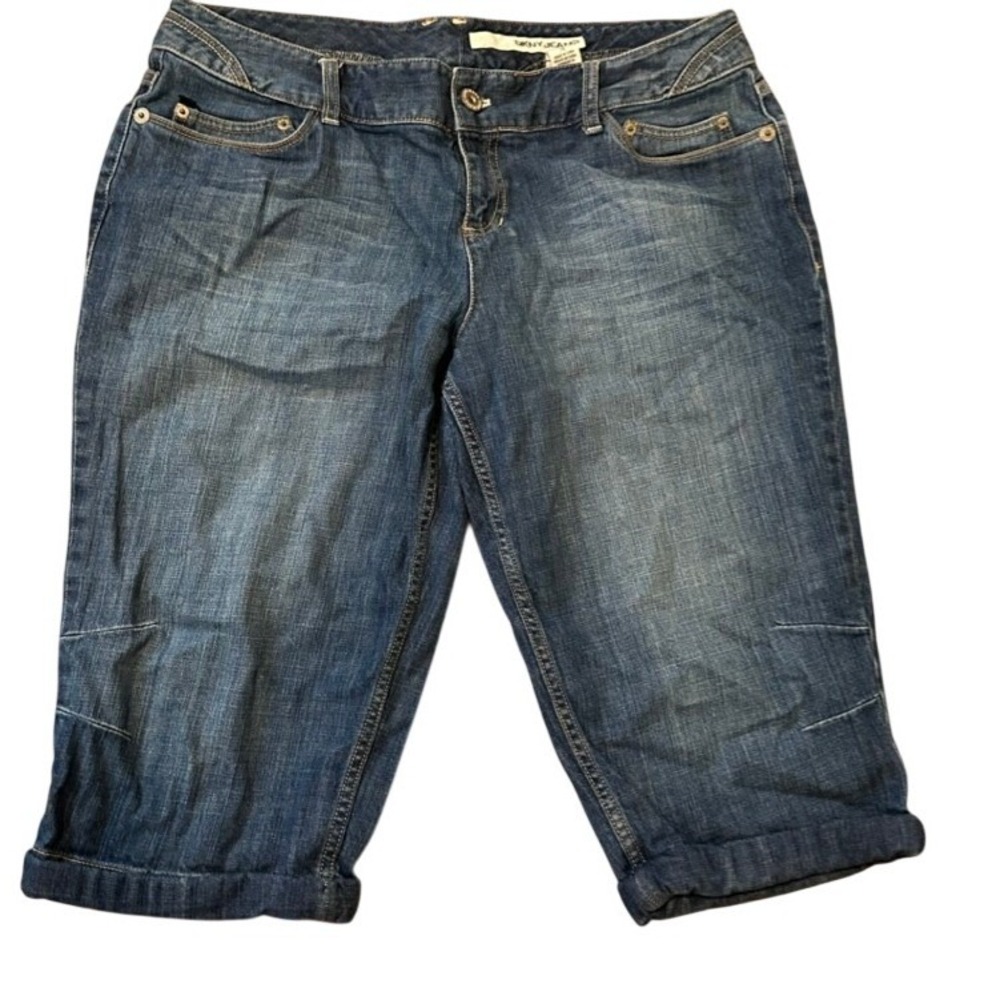DKNY Jeans Bermuda Denim Shorts Size 16 Fold Over Pocket Detail Y2K